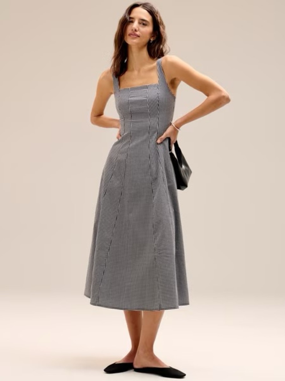 Abercrombie Gingham Midi Mila Dress in Large Petite